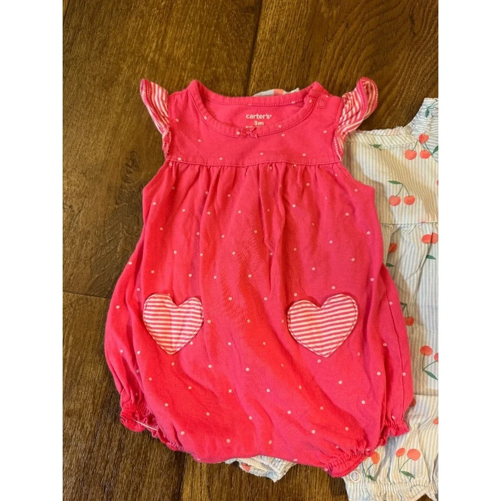 Carters Baby Girl Clothes Lot 3 Months Rompers 1 PC Outfits Summer Shorts Hearts